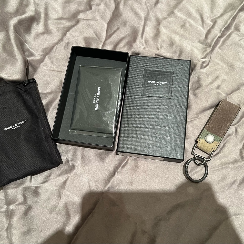 New Saint Laurent Distressed Camouflage Keychain